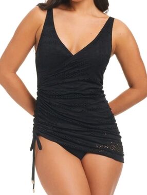 Beyond Control Convertible One-Piece Swimsuit Size 8 Black NWOT